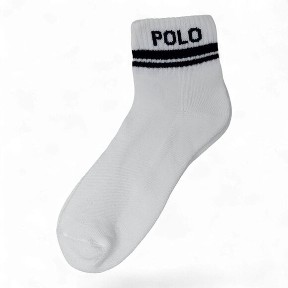 Polo Ralph Lauren Women's 6 Pair Quarter Ankle Socks White Black SpellOut Pony 4 - Picture 6 of 8